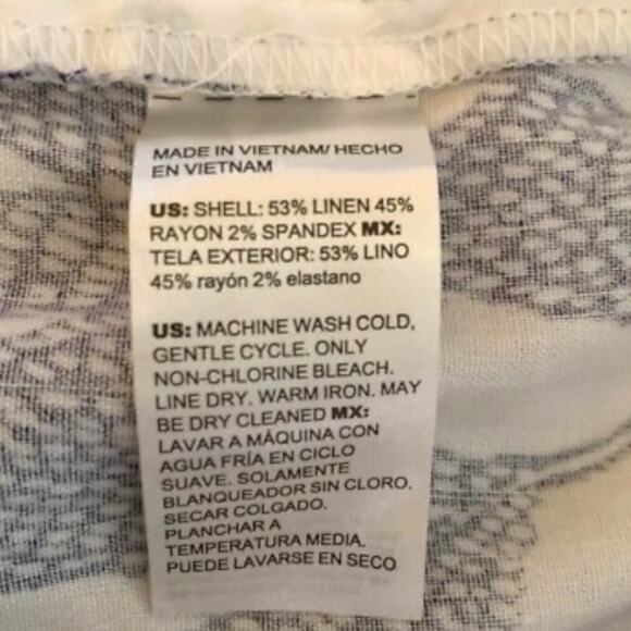 Chico's Pants NWT Women's Size (12) Linen Vacation Colorful Blue Leaf Wide Leg - Picture 6 of 9